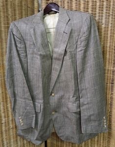 BECKWITH Custom Wool Sports Jacket Blazer Coat Beige Herringbone Size 40R